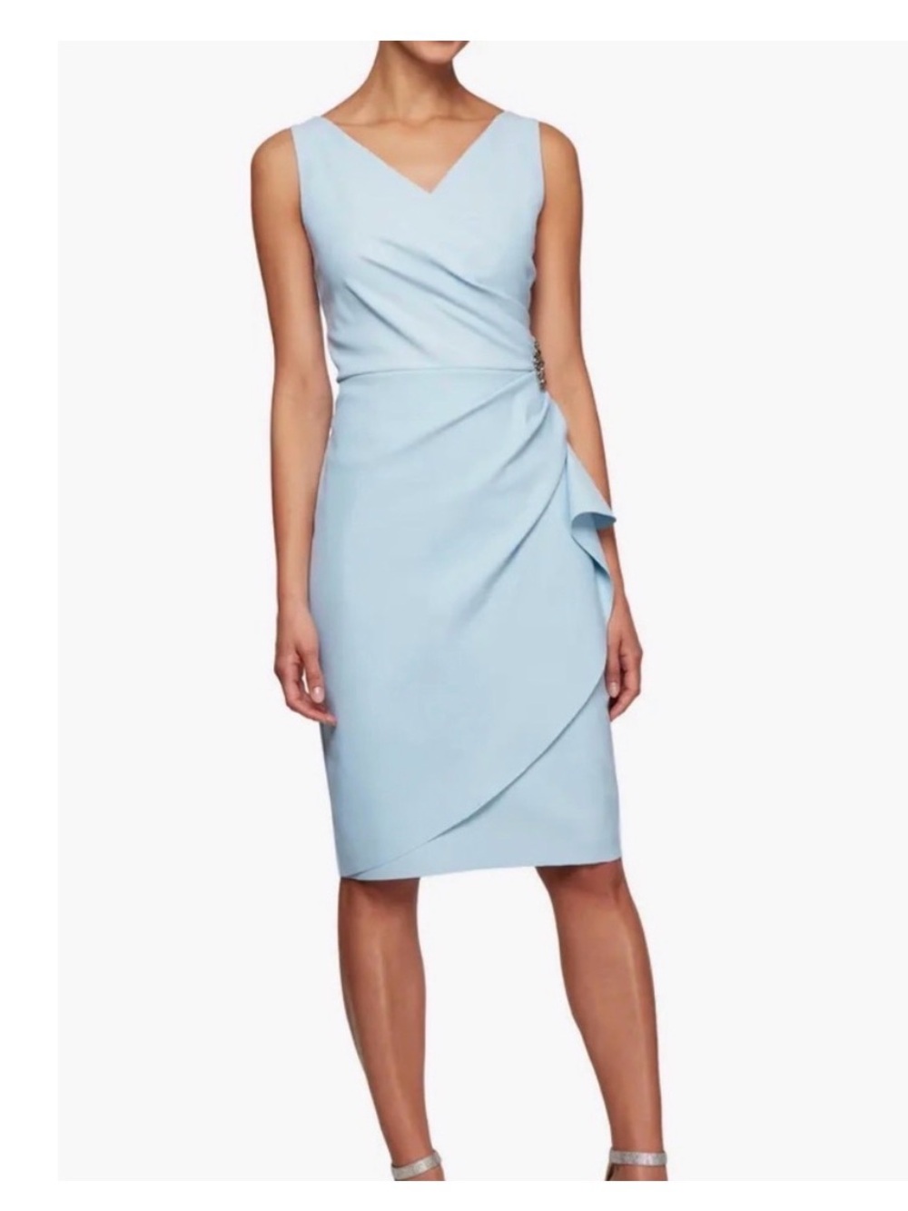 Alex Evenings DANIELLE BEADED CONTOUR DRESS light blue 12 NWT